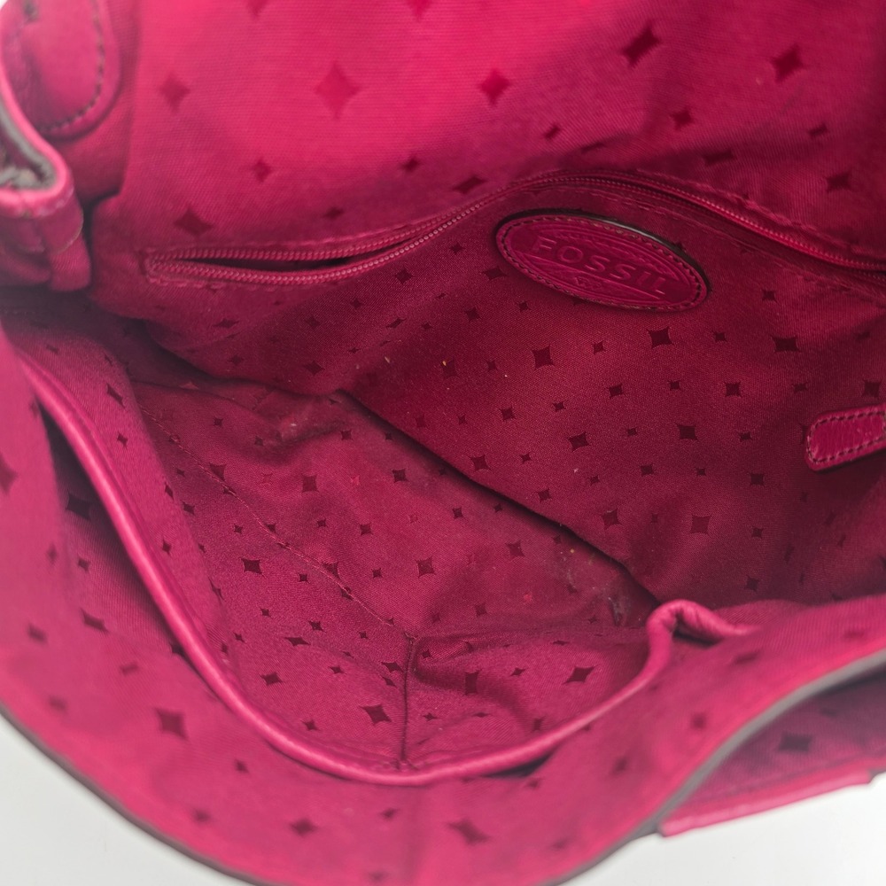 Fossil Magenta Pink Leather Crossbody Bag Turn Lock Messenger ZB5170 - Picture 9 of 10